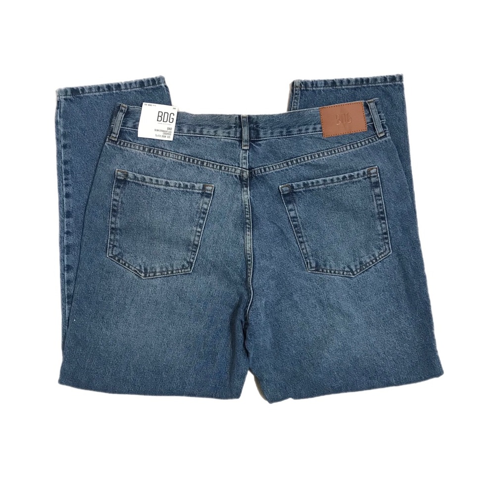 BDG Urban Outfitters Medium Wash Dad Slim Straight Leg Cropped Jean - Picture 3 of 11